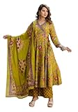 Photo Gallery nermosa set kurta e pantaloni anarkali stampati da donna con dupatta, giallo, xxl Photo Gallery nermosa set kurta e pantaloni anarkali stampati da donna con dupatta, giallo, xxl