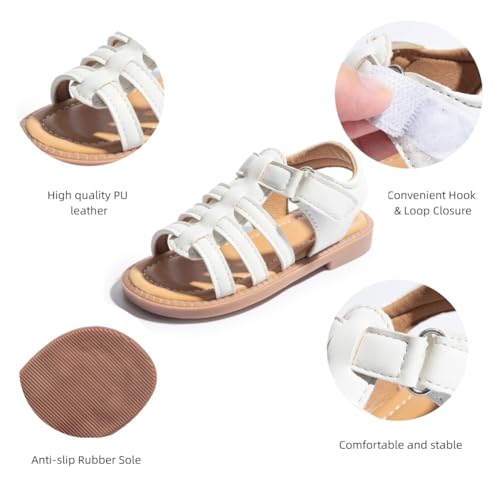 Toddler Girls Sandals Open Toe Princess Summer Flats Flower Girl Dress Shoes for School Beach Party3