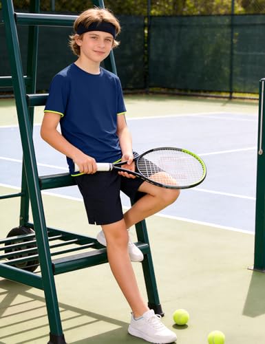 Image of Somaibo Boys Athletic Shirts Mesh Kids Short Sleeve T-Shirts Quick Dry Youth Activewear Tops for Teens