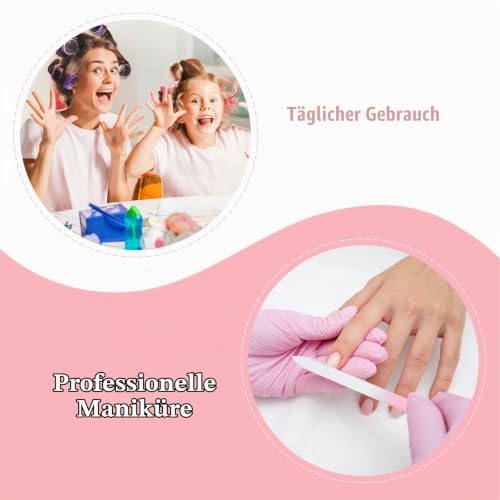 Wanmu 3 Stück Profi Nagelfeile, Glas-Nagelfeilen Fingernagelfeile mit Etui Doppelseitig Kristalloberfläche Nagelfeilen Professionelles Maniküre-Werkzeug für Frauen