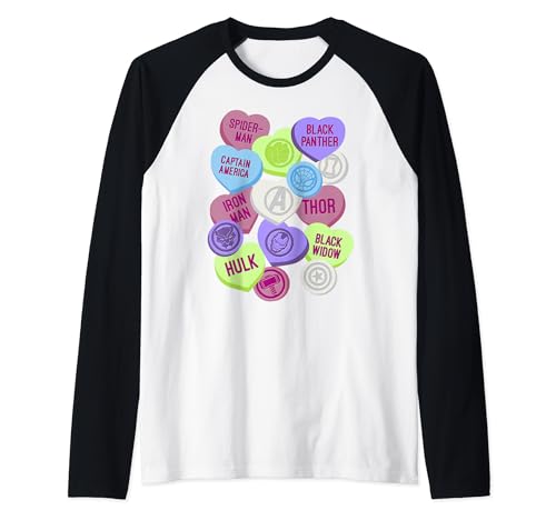 T-shirt raglan Marvel Valentine manche trois-quarts motif cœur