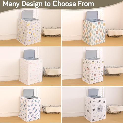 Image of HOKIPO Top Load Washing Machine Cover | Waterproof & Dustproof PEVA Protective Cover for 6kg, 6.5kg, 7kg & 7.5kg Fully Automatic Top Load Machines | Size 60x63x87 cm, Woodland Village (NEW-AR-5879-D4)