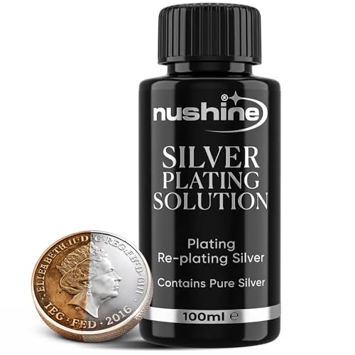 Nushine Silver Plating Solution 3.4 Oz - Permanently Plate PureSilver onto Worn Silver Brass Copper and Bronze ONLY (Ecofriendly Formula)