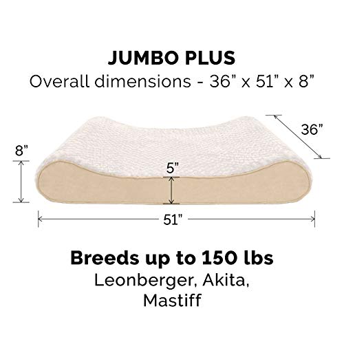 Furhaven Orthopedic Dog Bed For Large Dogs W/ Removable Washable Cover, For Dogs Up To 150 Lbs - Ultra Plush Faux Fur & Suede Luxe Lounger Contour Mattress - Cream, Jumbo Plus/Xxl #TOP1