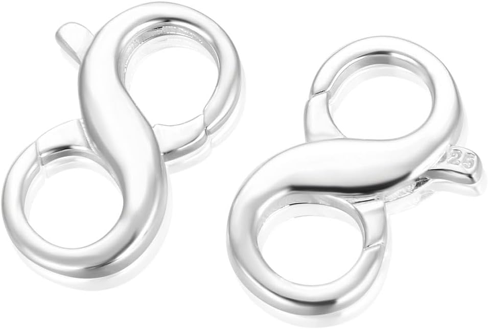 5pcs Adabele Authentic 925 Sterling Silver 16mm Double Opening Figure 8 Trigger Clasp Necklace Enhancer Hypoallergenic Nickel Free for DIY Jewelry Making SS68-1