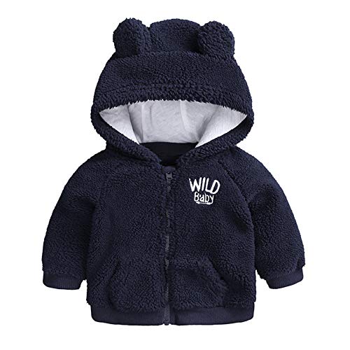 Boys Coat&Jacket,Newborn Baby Girls Boys Winter Warm Outwear Hooded Ears Coat Fleece Tops Jacket,Baby Clothes for Birthday Festival Gifts(Navy,12-18 Month)