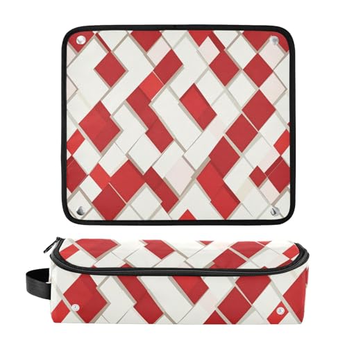 Estuche de viaje 2-en-1 para plancha rizadora con almohadilla resistente al calor para planchas y rizadores, organizador impermeable blanco y rojo miniatura 3