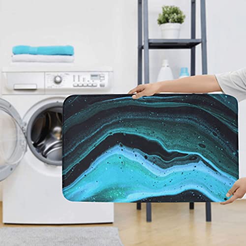 ARLTTH Badematte Mit Marmorstruktur, 3-teiliges Badezimmerteppich, Rutschfester Und Weicher, Saugfähiger Polyester-Teppich, U-förmiger Konturteppich Und Toilettendeckelbezug (grüner Blauer Marmor) – Bild 8