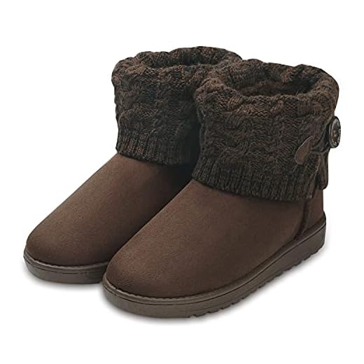Botas de Nieve para Mujer Zapatillas de Punto Marrón Oscuro 37 EU (Talla de Suela es Asiática 38)