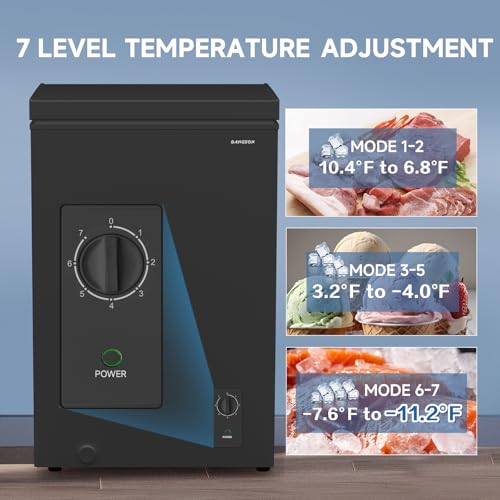 BANGSON 3.5 Cu.Ft Chest Freezer, Compact Deep Freezer with Removable Basket, Adjustable Thermostat, Energy-Saving, Quiet Mini Freezer for Home/Dorm/Apartment/Garage,Black on Fridge.com