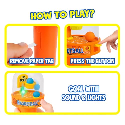 Image of Mini Finger Basketball Shooting Game for Kids with Lights & Music | Handheld Fingertip Basketball Toy | Portable Travel Game for Boys & Girls | Indoor Tabletop Game