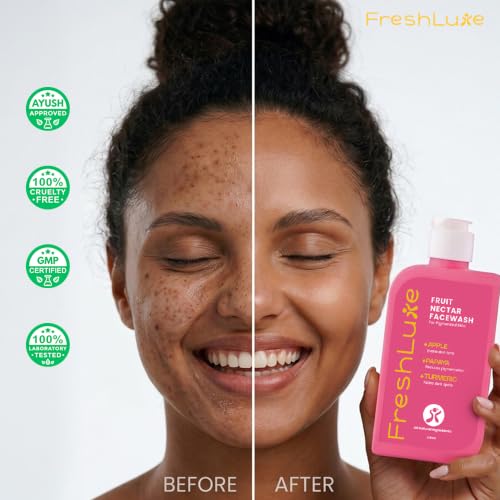Image of Fruit Nectar Face Wash for Men & Women - 200ml | With Apple, Papaya & Turmeric | Vitamin C Face Wash for Pigmentation, Glowing, Hydrated & Even Skin Tone | SLS, Paraben Free & AYUSH Approved