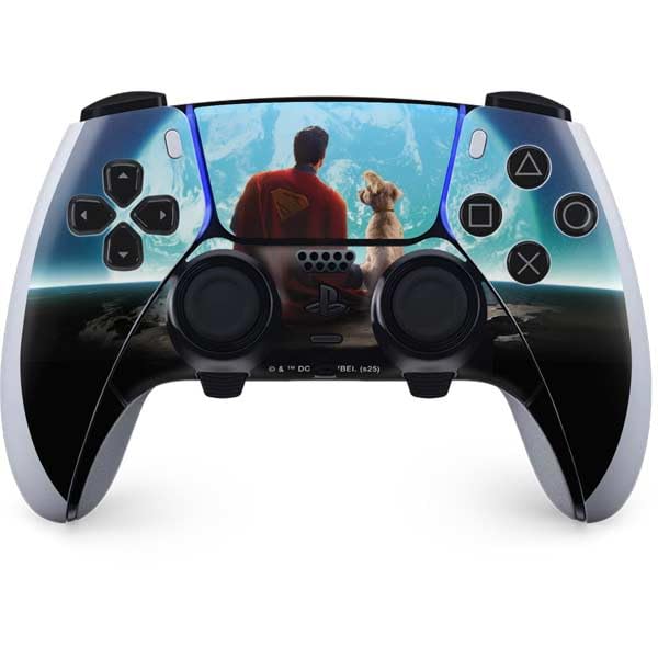 Skinit Decal Gaming Skin Compatible with PS5 DualSense Edge Pro Controller - Officially Licensed Superman 2025 Superman & Krypto Watch The Earth Design