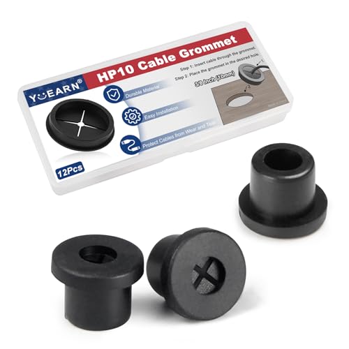3/8 Inch Cable Grommet (10mm) – 12 Pcs Flexible Rubber Hole Covers for LED Lights, Electronics Panel, Small Wire Routing (Black)