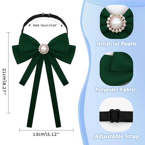 Image of LJBFNN Bow Ties for Women, Adjustable Pre Tied Bow Tie Solid Color Ribbon Bowtie for Girls Ladies Party Daily Cosplay School
