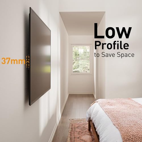 Perlegear TV Wall Bracket for Most 37–82 inch LCD LED OLED Flat Curved TVs up to 45kg, Low Profile Tilt Wall Brackets, Ultra Slim Heavy-Duty TV Wall Mount with Max VESA 600x400mm, PGLT4 - Image 3