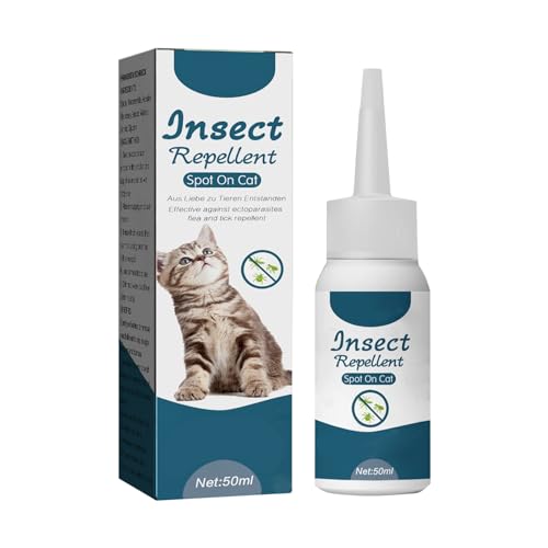Haustier-Anti-Floh- und Zeckenmittel für Katzen und Hunde zur äußeren Hautreinigung, Läuse- und Zeckentropfen, 50 ml Glas Teller (White, One Size)