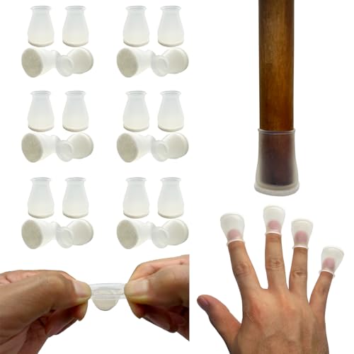 Extra Small Silicone Chair Leg Floor Protectors with Felt, FIT 19/32” to 15/16” Glide Chair Leg Caps Silicon Furniture Leg Feet Cover Bottom Slide Protect Hardwood Floors No Scratches No Noise 24 Pack