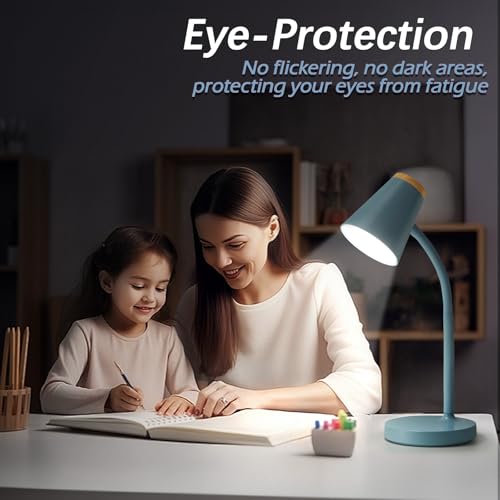 Image of EJIAXIN Desk Lamps for Home Office - Small LED Desk Lamp Touch Dimmable Reading Light for College Dorm Room - Adjustable Flexible Gooseneck Table Lamp for Bedside Bedroom Nightstand Blue