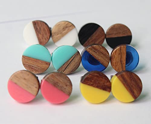 Personalized Wood Earrings Resin Stud Earring With Wooden And Stainless Steel For Women #TOP2