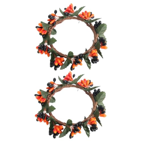 MUCKLILY 2piezas Anillo De Vela De Pascua Decoración De Mesa para Cocina Artificiales Forma De Bayas para Candelabros De Mesa