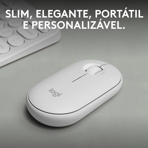 Mouse sem fio Logitech Pebble 2 M350s com Clique Silencioso, Design Slim Ambidestro, Conexão Bluetooth e Pilha Inclusa - Bran
