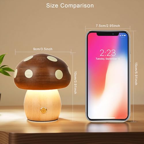 Moroommt Rechargeable Beech Wood Mushroom Night Light — view 2