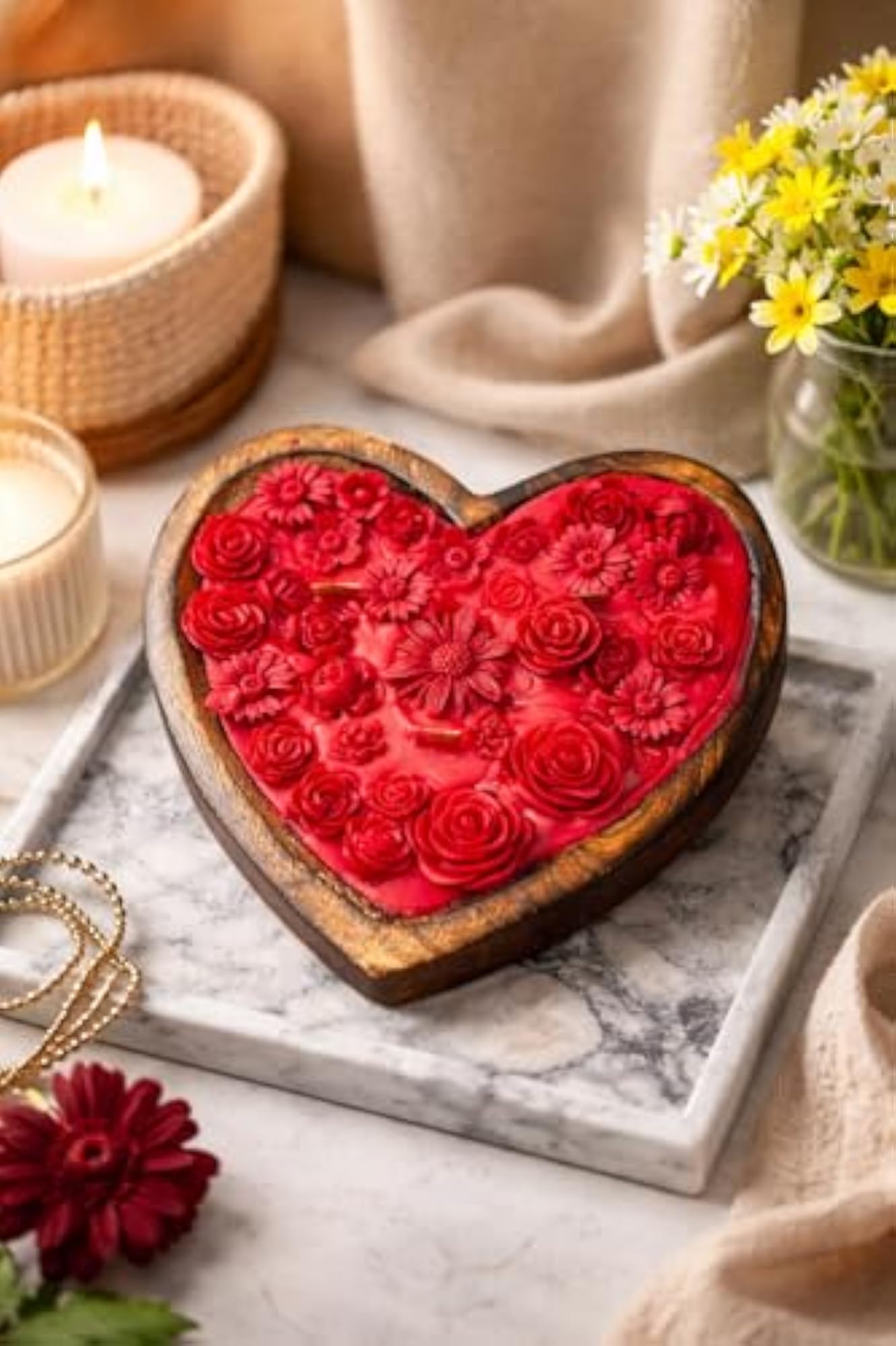 Rose Bouquet Candle, Elegant Home Decor