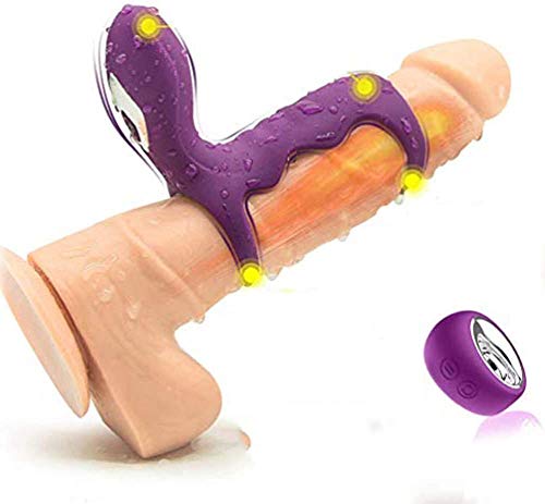 M-asajeador la Relajación,Aņīlló Péné Vîbrådôr para Pareja Hombre,12 Vibration Séxó Juguétęs para Vībrạdór Anīlló Rétårdô Mụjér Clītőris Estîmúlạdór Séxuạl, Doble Cóc rîng Silicone con Control Remoto