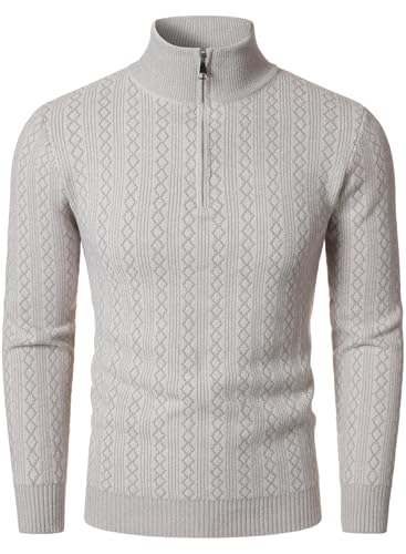HOOD CREW Mens Zip Jumpers Long Sleeve Warm Sweater Soft Cozy Knitwear Pullover for Men - Image 5