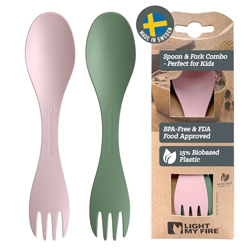 Light My Fire Spork Little Colored Sporks 2-in-1 Hard Plastic Travel Spork Reusable Camping Utensils for Lunch Box Outdoor Picnic Utensil BPA Free