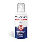 Mucinex Sinus Saline Nasal Spray & Sinus Rinse, Drug-Free, Additive Free, Non-Drowsy Nasal Irrigation with 2-in-1 Jet + Mist Spray Nozzle for Cold & Allergy Season, 4.5oz Saline Solution Spray