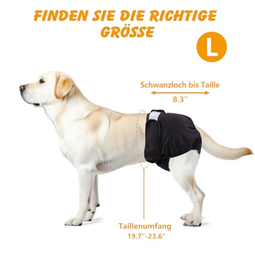 3 Stück Wiederverwendbare Hundewindeln, Verdickte Hochsaugfähige Läufigkeitshose für Hündinnen Waschbare Hundewindel Hundehöschen Windeln für Hunde Läufigkeit Inkontinenz Lange Reisen (50-60cm, L)