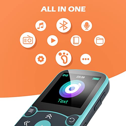 AGPTEK MP3 Player Bluetooth 5.3 Sport 32GB Built-in Memory with 1.5 Inch TFT Colour Screen Mini Music Player with Clip Supports up to 128GB TF Card - Image 2