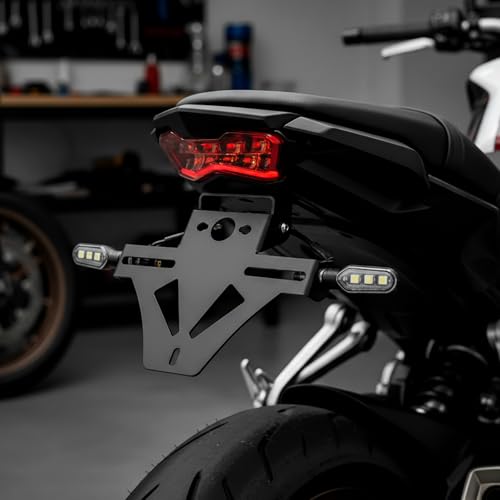 Baceyong Support de Plaque d'immatriculation de Moto, Support de Montage Support de Plaque Moto Pliant réglable pour Queue de Motos pour Z800 CB650R CBR650R...
