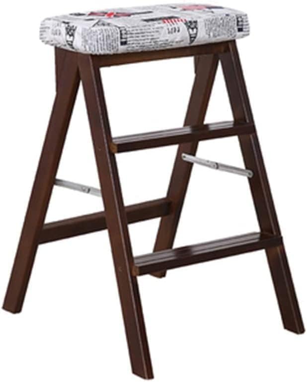 Home Step Stools,Step Stool High Chair Wooden Ladder Staircase Stepladder Raw Wood Multifunction Safety Foldable Shelving Kitchen Indoor Ascend Home Modern Simple Height 64Cm,D,A