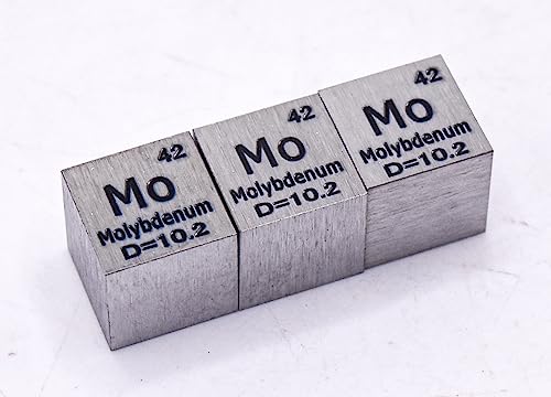 Image of 0.39 inch 10mm Molybdenum Metal Cube Mo up to 99.9% Pure Periodic Table Element Engraved Density Collection Science Education Display Block Cube + Acrylic Case Box - 1PC