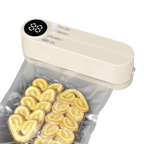 Lunaobrik Máquina de sellado de almacenamiento de alimentos, selladores al vacío inalámbricos para conservación de alimentos, máquina de sellado compacta portátil para aperitivos, frutas y sobras