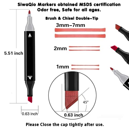 Siwaqio 170 Colors Alcohol Markers With Exclusive Coloring App-Dual Tip Art Markers Alcohol-Based Artists Markers Set With Colorless Blender For Kids Adult Sketch Drawing Great Christmas Gift #TOP1