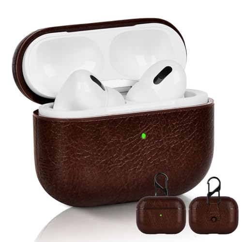 YIYAOLE Schutzhülle Kompatibel mit Apple AirPods 4 PU Leder Hülle für Apple AirPods 4 Tragbare Kratz Case mit Karabiner(...