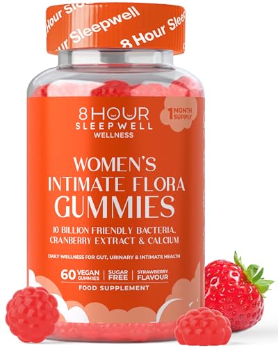 Probiotic Gummies - Women’s Bio Culture for Intimate Flora, Gut Health & pH Balance – 10 Billion CFU Pro & Prebiotics - with Cranberry Extract, Calcium & Fibre - Vegan, Sugar-Free - 1 Month Supply