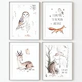 CALLUNA® Bezaubernde Bilder & Poster fürs Kinderzimmer & Babyzimmer – dekorative A4-Kunstdrucke – niedliche Tierporträts & Illustrationen – stabiles Material – ohne Rahmen – Waldfreunde