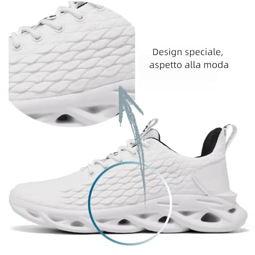 TIANZEBEN Herren Schuhe Turnschuhe Sportschuhe Laufschuhe Running Tennis Walkingschuhe Fitnessstudio Sneaker Freizeit Fashion Leichtgewichts Atmungsaktiv Weiß 43
