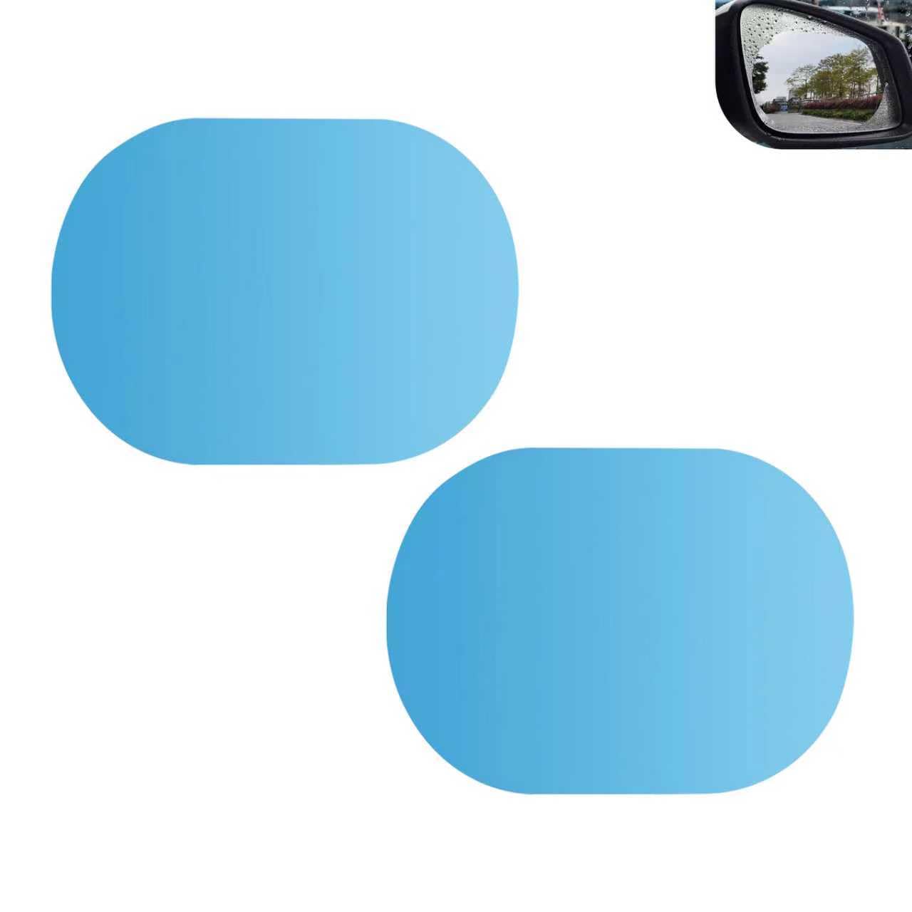 2 PCS Car Rearview Mirror Rainproof Film PET Oval Quick Dial Water Clear Vision Anti-glare Window Glass Waterproof