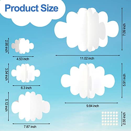 Ayfjovs 10 Pcs 3D Cloud Decorations White Hanging Clouds For Ceiling Cloud Party Decorations Cloud Ornaments Hanging Ceiling Decor For Art Stage Wedding Nursery Children Room Baby Baptism Party #TOP1