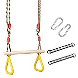 【EINSTELLBARE SEILLÄNGE UND EINFACH ZU INSTALLIEREN】Das Seil kann von 120 cm bis 190 cm eingestellt werden und ist für Kinder unterschiedlicher Größe geeignet,Die Schaukel wird mit 2 Karabinern und 2 Verbindungsgurten geliefert. Sie können sie in jeder Szene verwenden