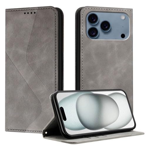 Étui à Rabat en Cuir iPhone 17 Gris : Protégez Votre Écran des Rayures et Chocs