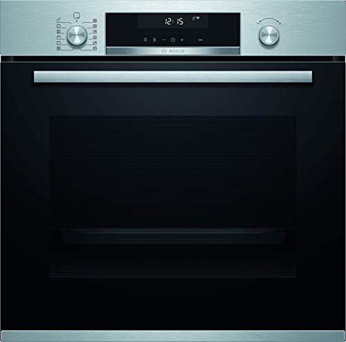 Bosch HBG5780S6 Serie 6 Smarter Einbau-Backofen, 60 x 60 cm, Pyrolyse Selbstreinigung, AutoPilot 30 30 Automatikprogramme, 3D Heißluft Backen auf 3 Ebenen, LCD-Display, Schnellaufheizung, SoftClose