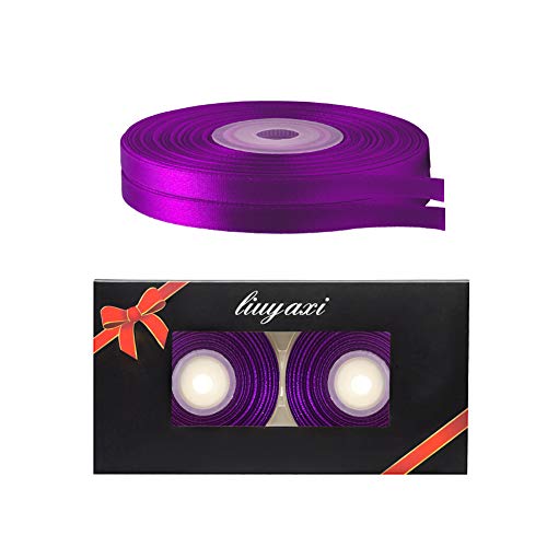 Image of Solid Color Double Faced Purple Satin Ribbon 1 /4 inch X 50 Yards, Ribbons Perfect for Crafts, Wedding Decor, Bow Making, Sewing, Gift Package Wrapping and More