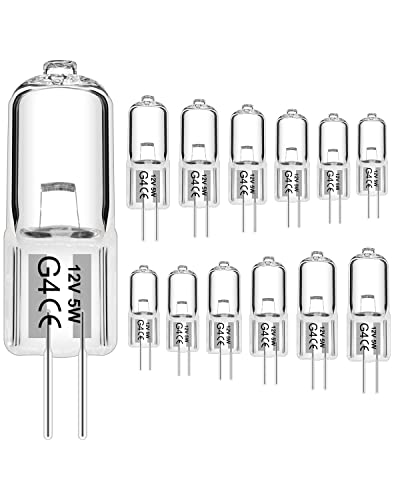 Jaenmsa G4 Halogenglühbirne 5W 12V 2700K 12er Pack 2 Pin klare Kapsellampen für Dunstabzugshauben Küchen Wohnzimmer Schlafzimmer